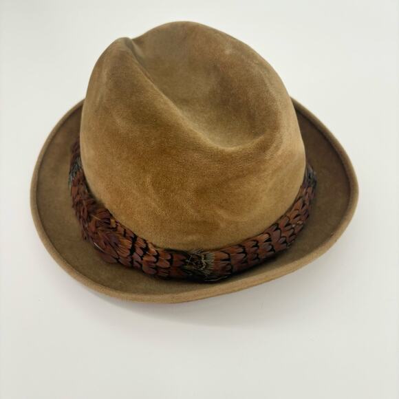 Vintage Royal Coachman‎ by Dobbs Velvet Fedora Hat Feather Band Steampunk Boho - Picture 2 of 7